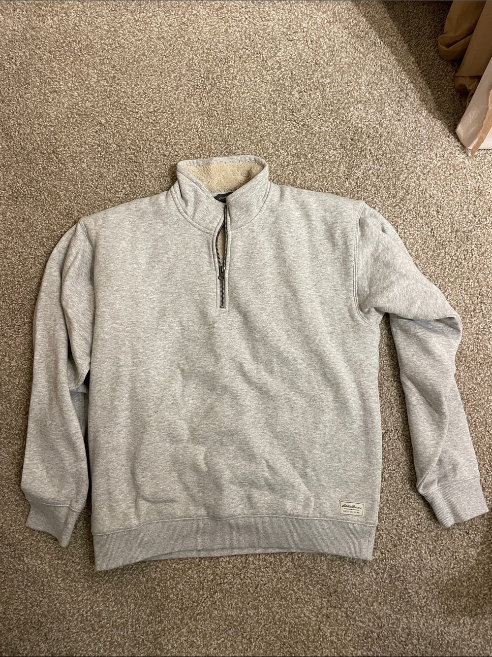 Eddie Bauer Men's Light Heather Gray Half-Zip Sherpa Pullover